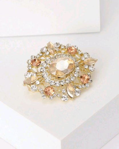 Rhinestone Flower Brooch